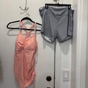 NWT Women's Maternity Athletic Tankini Two Piece swimsuit SZ XL